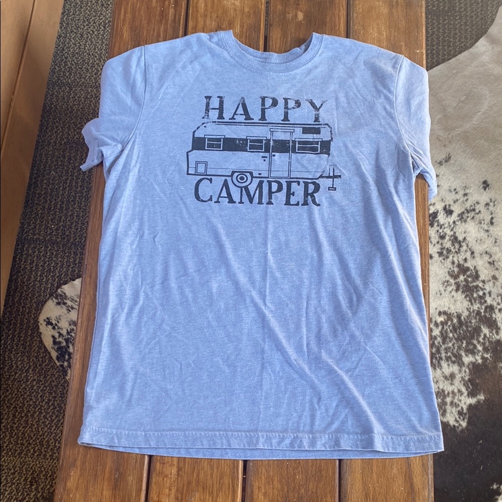 Gildan Light Blue 'Happy Camper' Short Sleeve Tee